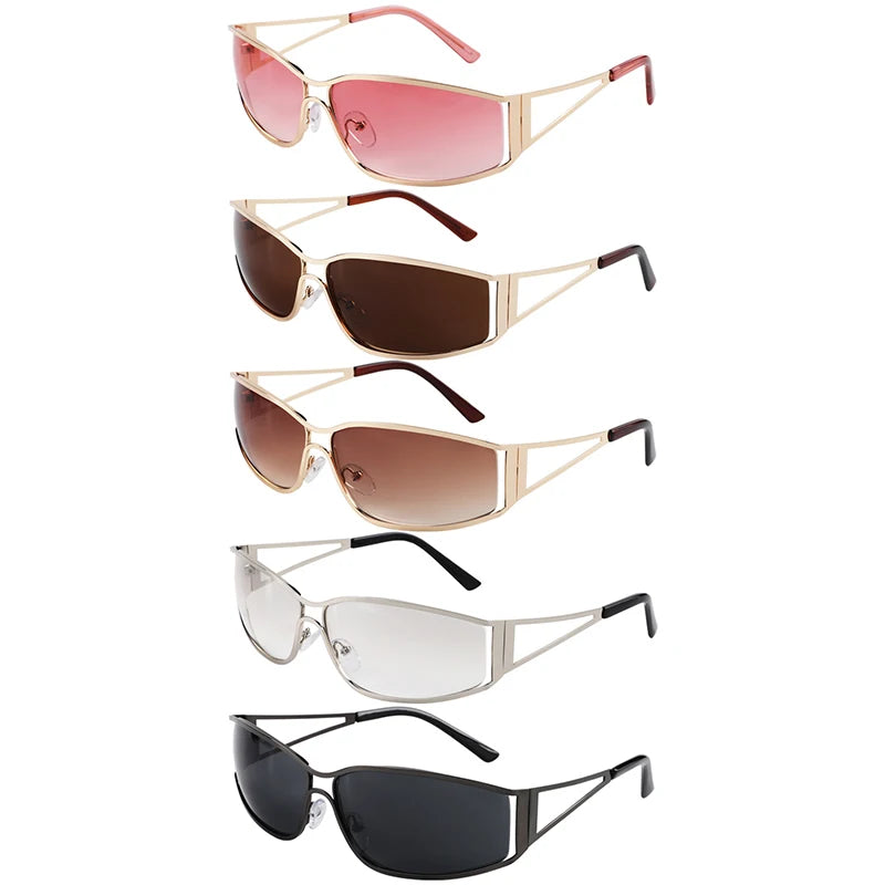 Gafas Sol Y2K Ahuecadas Envolventes Gradiente | Estilo Punk Steampunk Viajar