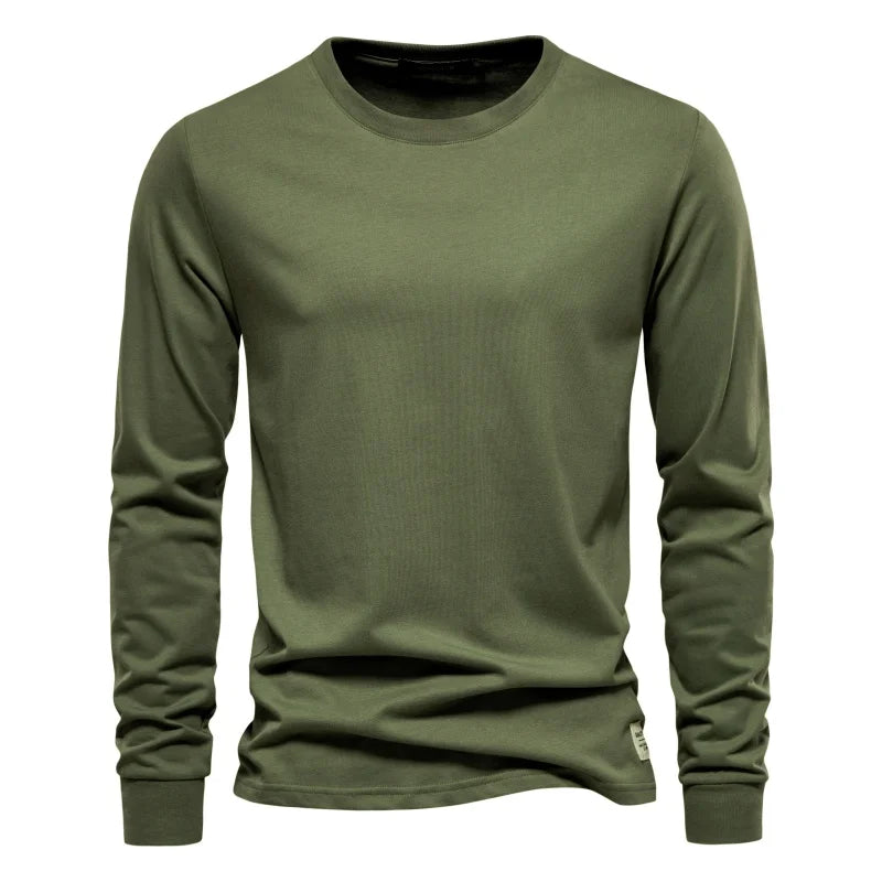 Camiseta Cuello Redondo Color Liso Hombre | Manga Larga Básica | Tallas XS-XXXL | Tico Trendy
