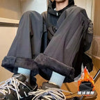Pantalón Lana Impermeable Hombre | Recto Negro | Grueso y Antiviento | Exteriores