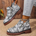 Botines de Plataforma | Estampado de Serpiente | Punta Redonda Elegante