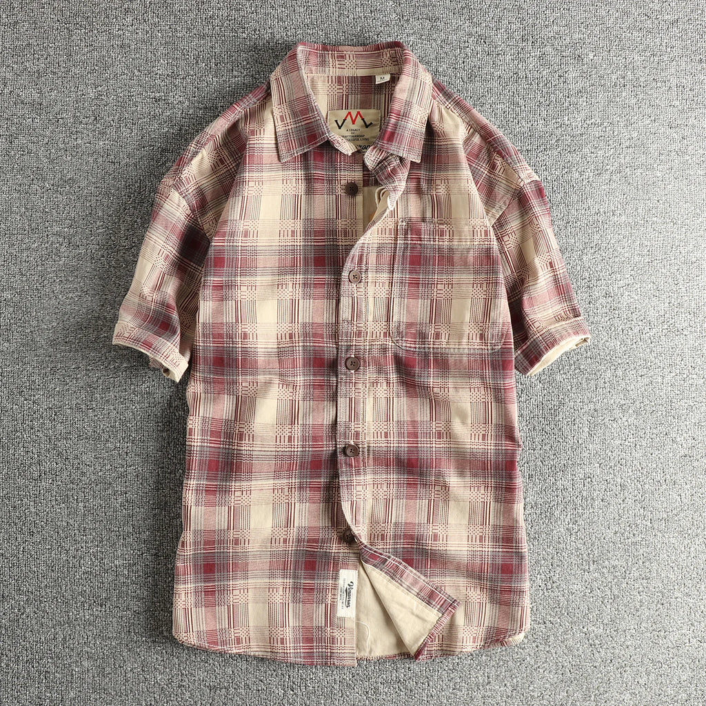 Camisa Retro Hombre | Cuadros Tartán | Algodón Tejido | Corte Holgado | Ticotrendy