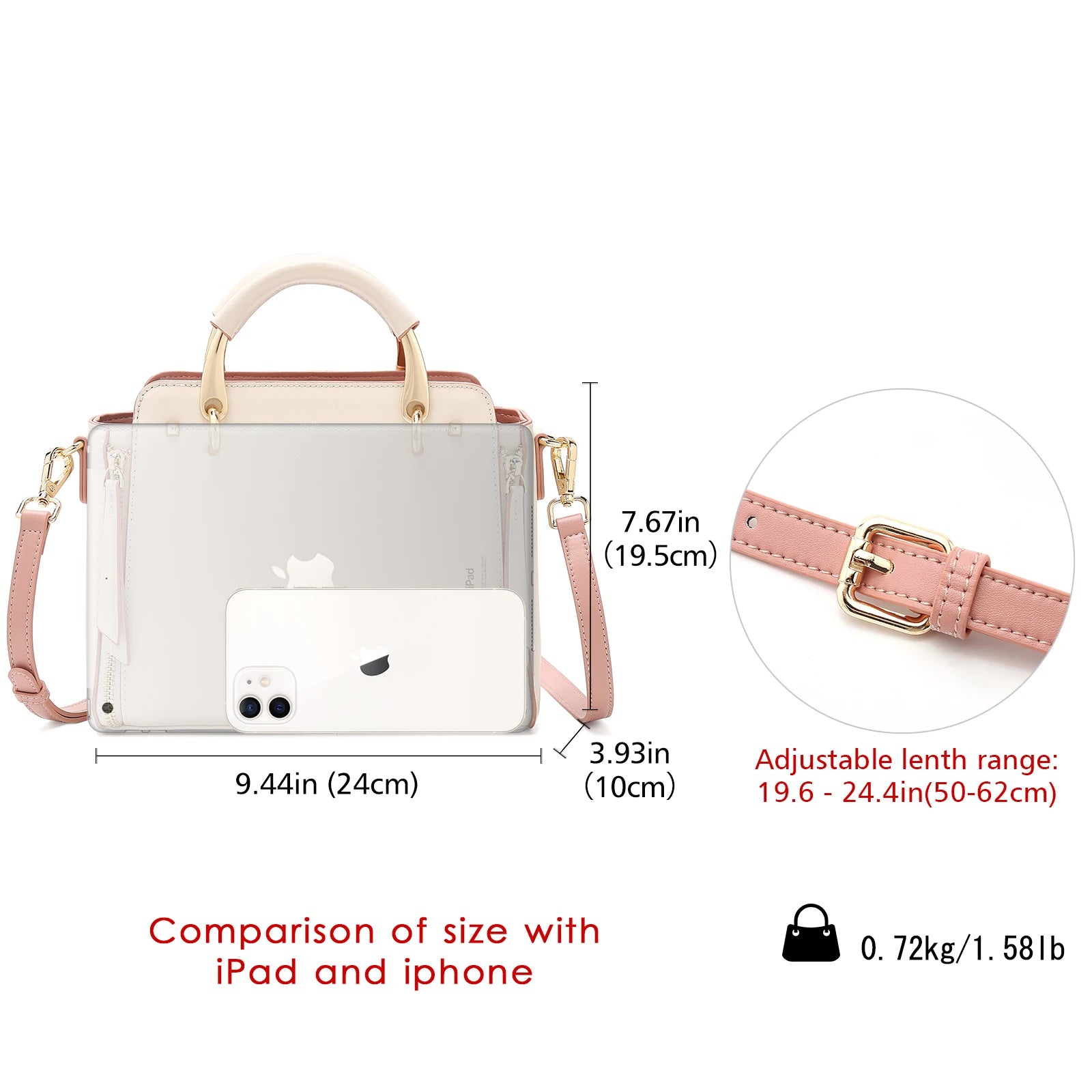 LAORENTOU Bolso grande de hombro de cuero dividido para mujer, bolso grande para mujer, bolso cruzado 2025