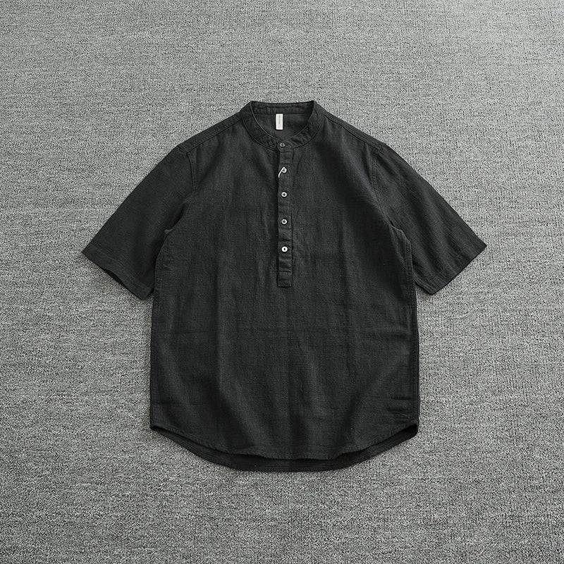 Camisa Lino Algodón Hombre | Estilo Retro | Manga Corta | Cuello Abierto | Ticotrendy Costa Rica
