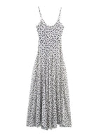 Vestido Largo Tirantes Lunares Cuello V | Espalda Descubierta Camisola Estilo Casual