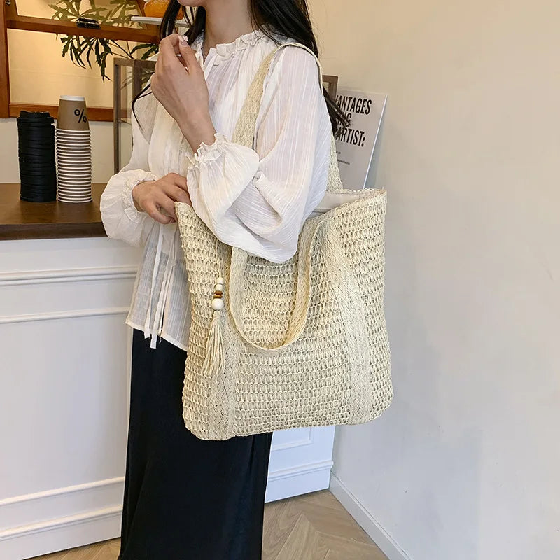 Bolso Hombro Tejido Mujer Verano Playa Gran Capacidad
