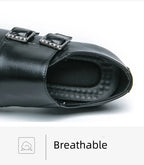 Zapatos Vestir Hombre Ticotrendy Piel Dividida Retro Punta Puntiaguda Boda | Con Hebilla