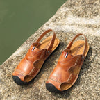 Sandalias Piel Dividida Hombre Transpirables Playa Casuales Alta Calidad | Verano