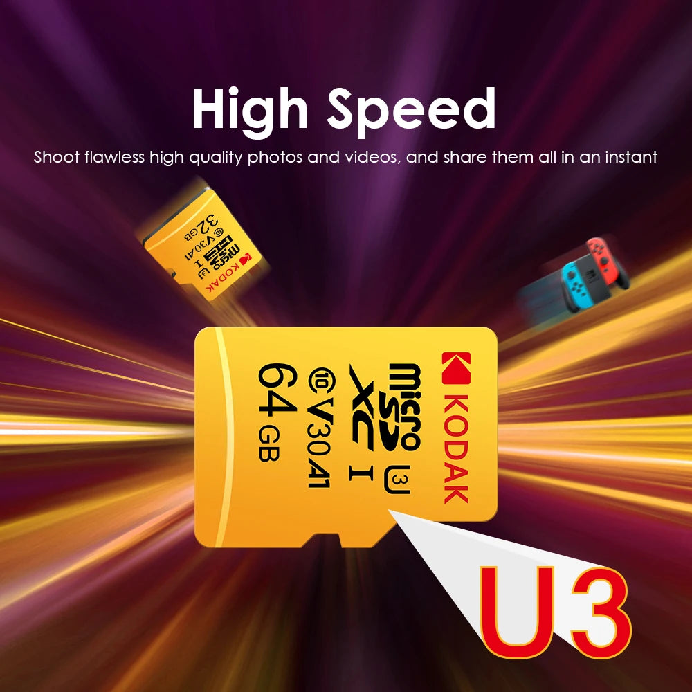 Tarjeta Micro SD Kodak Original | Clase 10 U3 V30 | Alta Velocidad 4K | Ticotrendy
