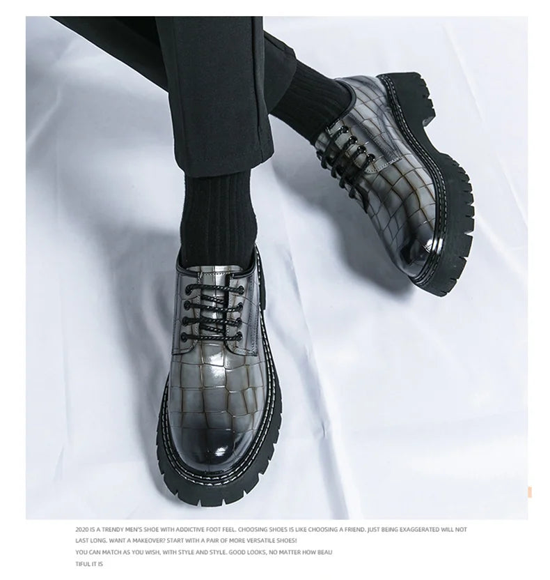 Zapatos Vestir Marrones Hombre | A Cuadros Cordones Punta Redonda Informal Negocios