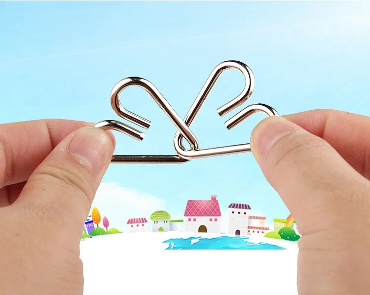 Rompecabezas de anillo chino de Metal para niños y adultos, puzles mágicos, rompecabezas clásicos, IQ Brain Teaser, 8 juegos por paquete