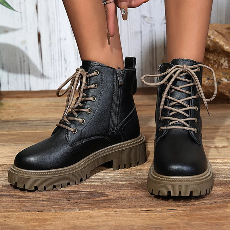 Botines de Plataforma | Suela Gruesa | Motociclista | Mujer