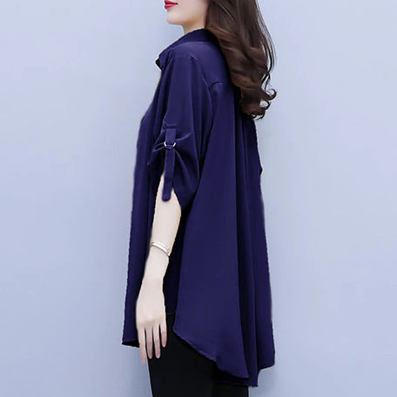 Blusa de gasa holgada para mujer | Moda de verano y otoño, talla grande