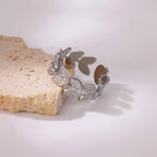 Anillo Ticotrendy Hojas Vintage | Acero Inox Impermeable | Estética Planta Boda