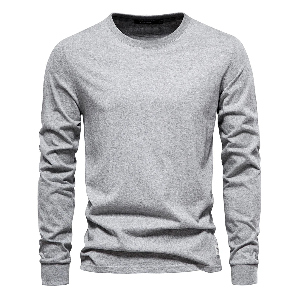 Camiseta Cuello Redondo Color Liso Hombre | Manga Larga Básica | Tallas XS-XXXL | Tico Trendy