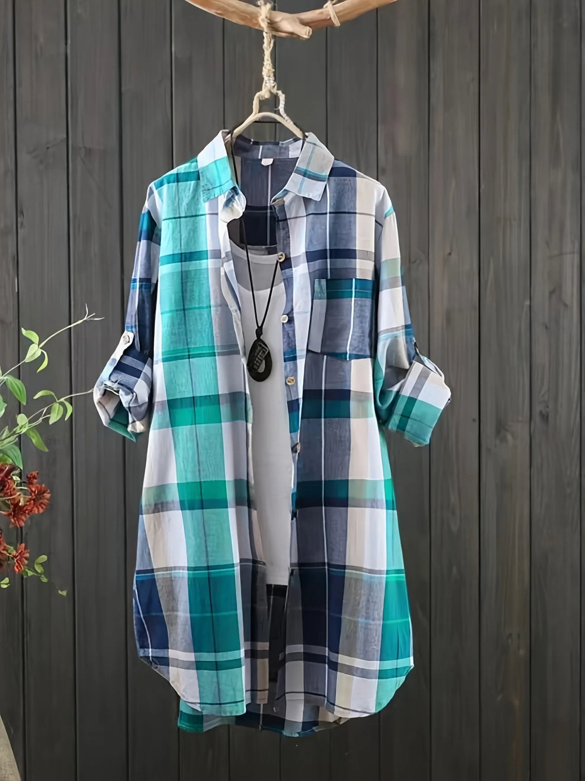 Camisa Cuadros Solapa Protector Solar Plus Size | Manga Larga | Tallas 1XL-5XL | Tico Trendy