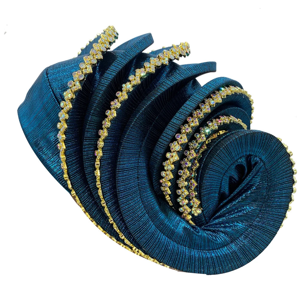 Turbante Espiral con Adornos Dorados para Mujer