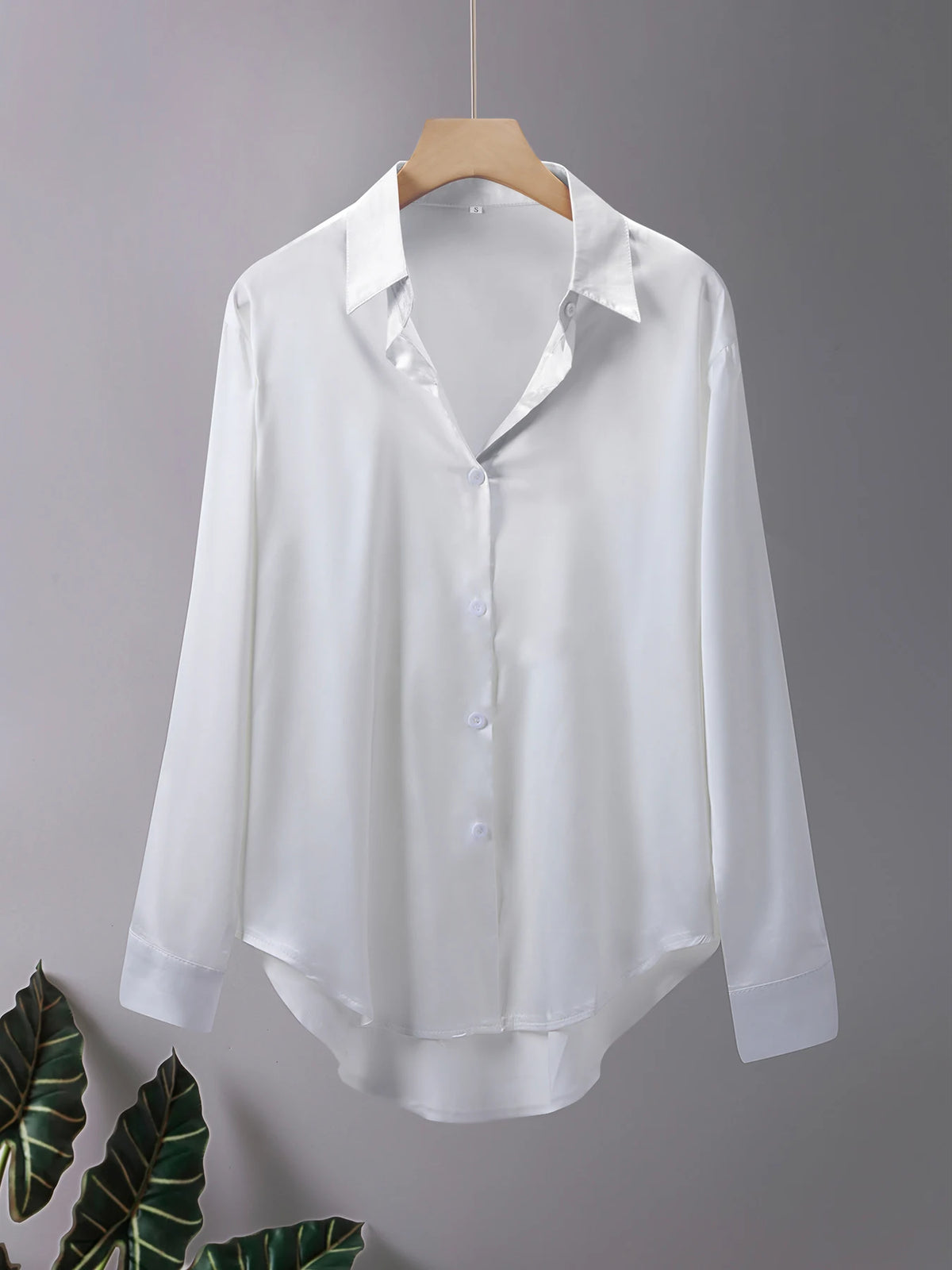 Blusa Acetato con Botones Plus Size | Manga Larga Oficina Otoño | Tallas 1XL-5XL | Tico Trendy