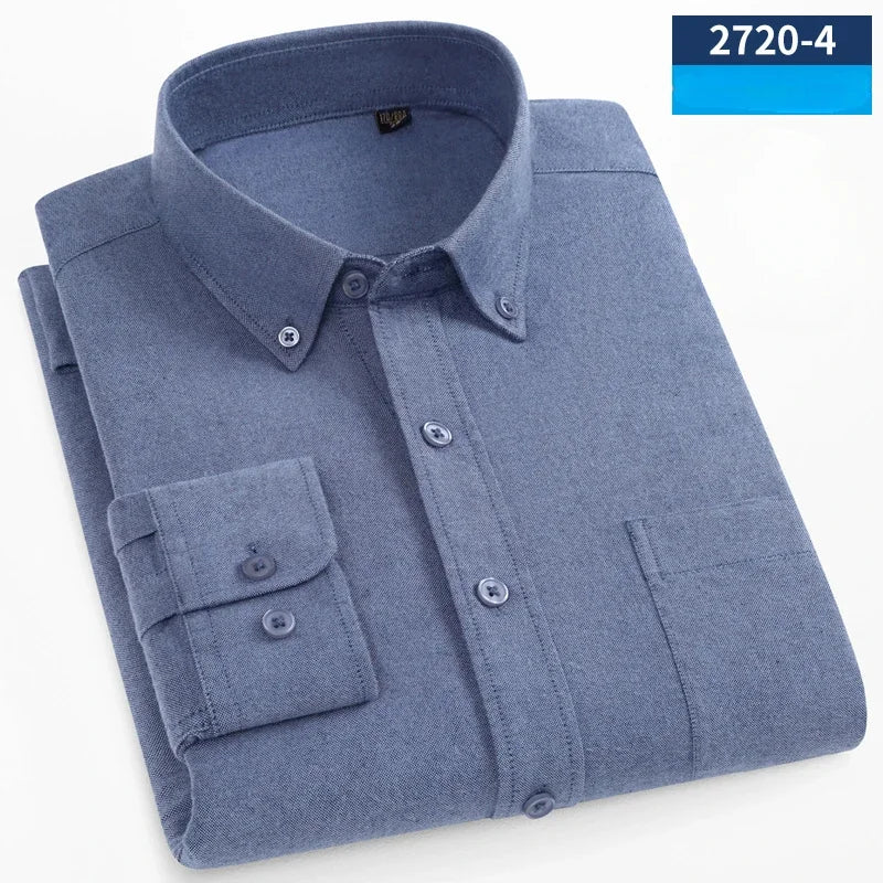 Camisa Oxford Cepillado | Algodón 100% | Ajuste Formal | Blanca Sólida | Ticotrendy