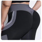 VEQKING 4XL, pantalones deportivos de talla grande para mujer, mallas de Yoga de alta elasticidad sin costuras, mallas de gimnasio con contraste de Color, pantalones de entrenamiento Hiplift