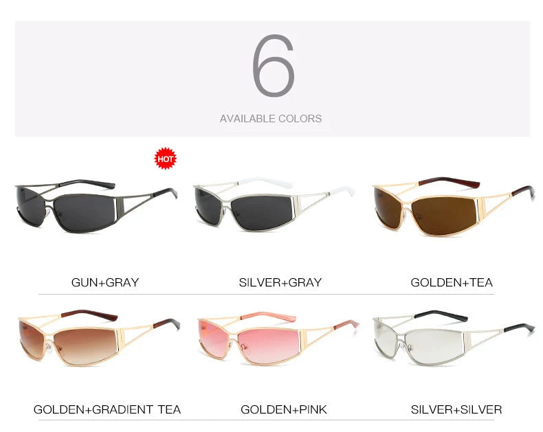Gafas Sol Y2K Ahuecadas Envolventes Gradiente | Estilo Punk Steampunk Viajar