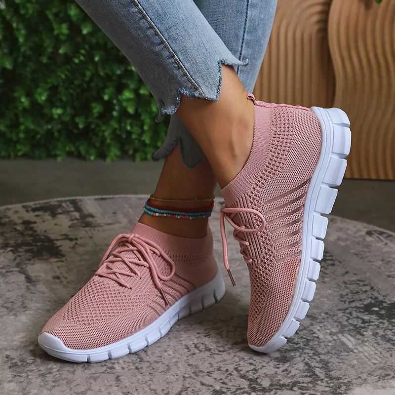Zapatillas de Punto Transpirables | Plataforma | Suela Blanda | Talla Grande | Verano