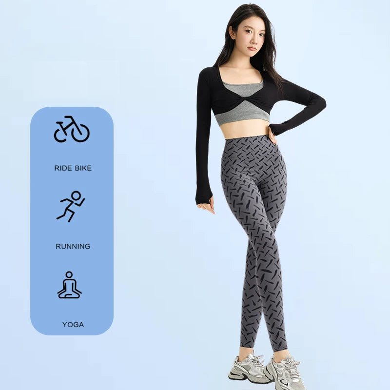 Leggings Piel Tiburón Estrellas | Impresión Cielo Elástico | Cintura Alta Correr Yoga P-O | Ticotrendy