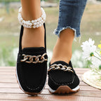 Mocasines con Plataforma y Cadena Metálica | Cuero PU | Suela Blanda Antideslizante