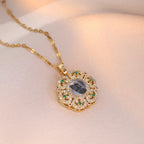 Collar Flor Circón Acero Inoxidable | Colgante Dorado Plateado | Joyería Femenina