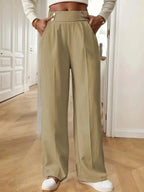 Pantalón Drapeado Elegante | Cintura Alta, Recto, Suelto y Color Sólido Verano 2025
