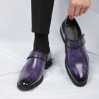 Zapatos Formales Morados Hombre | Charol Punta Estrecha Sin Cordones Cómodos Negocios