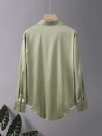 Blusa Acetato con Botones Plus Size | Manga Larga Oficina Otoño | Tallas 1XL-5XL | Tico Trendy