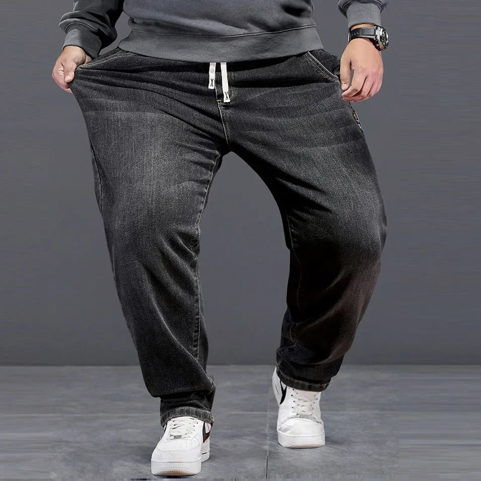 Jeans Extra Grandes para Hombre | Cintura Alta Elástica | Tallas 6XL-8XL | Color Negro Clásico | Ticotrendy