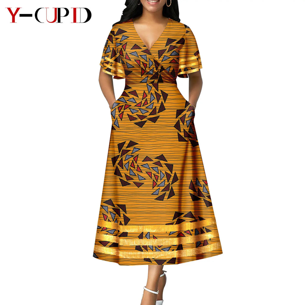 Vestido Cuello V Estampado Africano Pareja | Top y Pantalón | Tallas XS-6XL | Tico Trendy