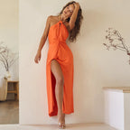 Vestido Largo De Verano Con Espalda Descubierta Abertura Alta 2025