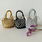 Bolso Tejido de Lujo con Cordón, Gran Capacidad y Diseño de Cubo para Mujer