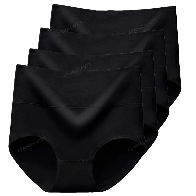 4 Paquete Bragas Cintura Alta | Algodón Moldeador Talla Grande | Tico Trendy