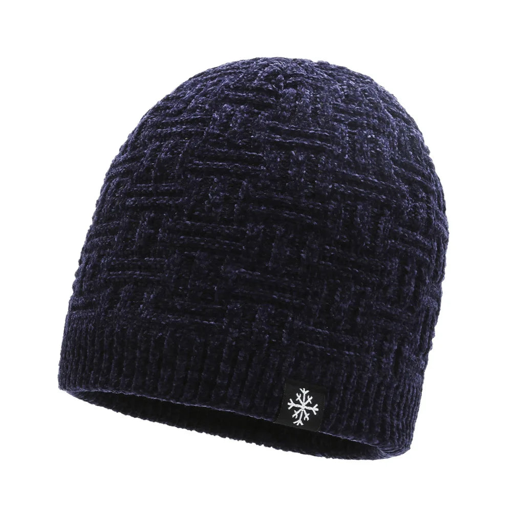 Gorro Tejido Lana Chenilla Terciopelo Grueso Térmico | Invierno Ajustable Unisex
