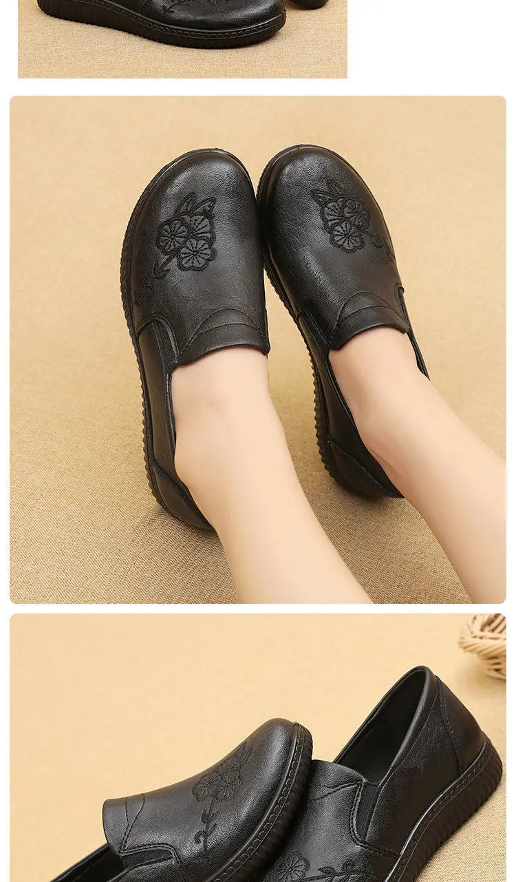 Mocasines Retro Marrones con Cuña | Cuero | Bailarinas Oxford | Talla Grande