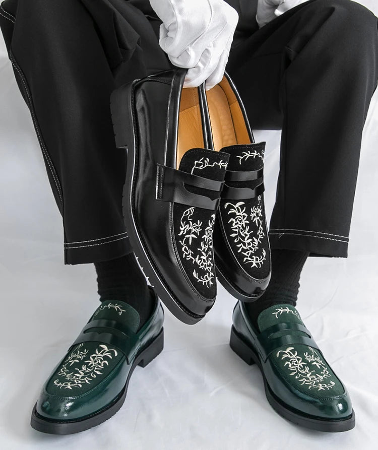 Mocasines Lujo Hombre Punta Redonda Cuero PU Formales Negocios | Sin Cordones