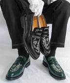 Mocasines Lujo Hombre Punta Redonda Cuero PU Formales Negocios | Sin Cordones