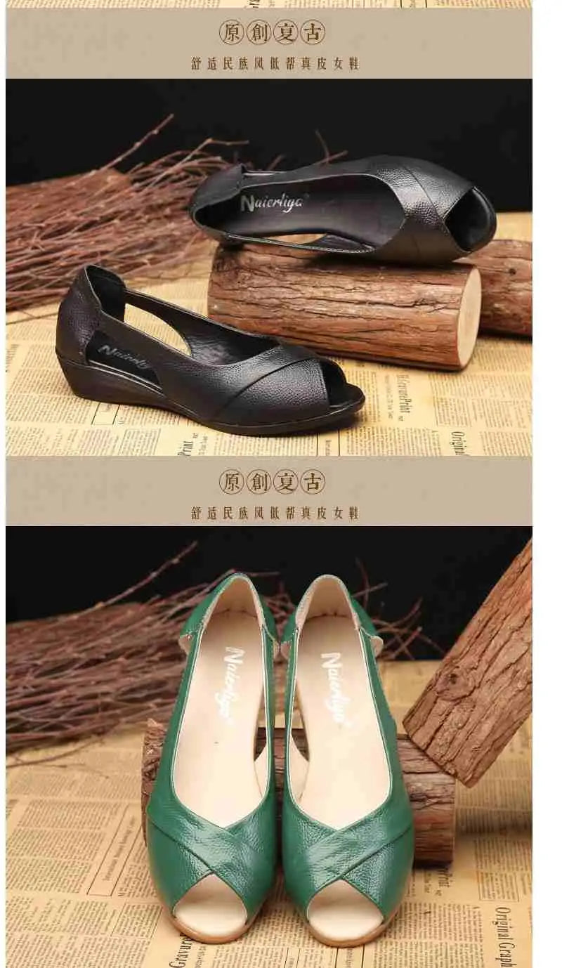 Sandalias de Cuña Planas | Punta Abierta | Tallas 41-42 | Genuinas