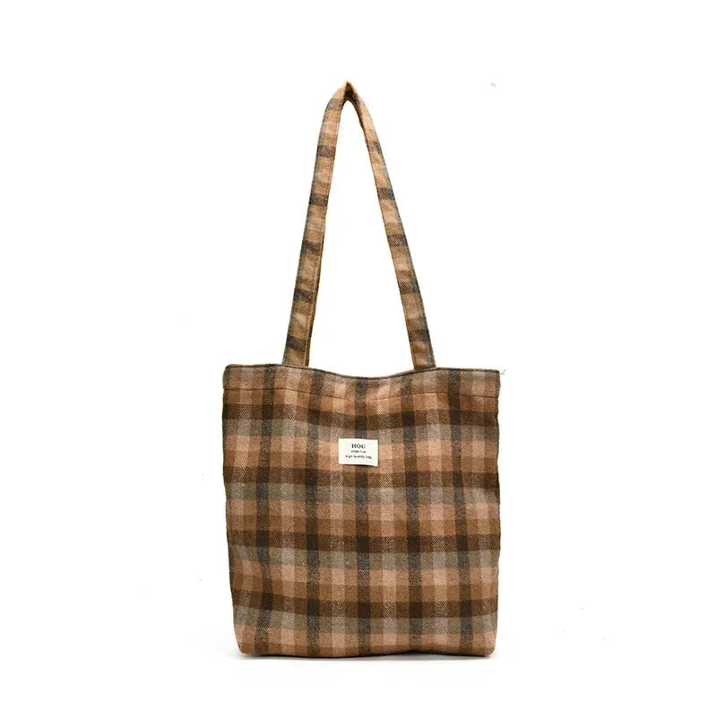 Bolso Hombro Vintage Mujer A Cuadros Gran Capacidad