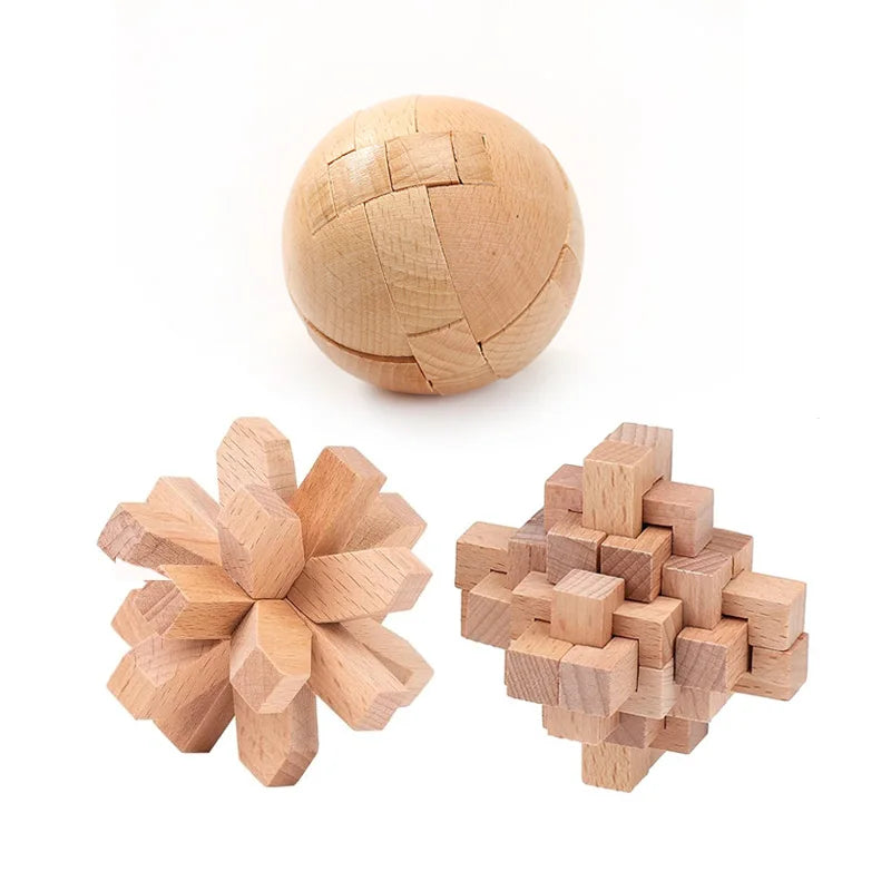 Juego de 3 uds. De rompecabezas de madera LuBan Lock, rompecabezas, juguetes de prueba IQ, juegos mentales educativos para adultos y niños, juego de enclavamiento desbloqueado