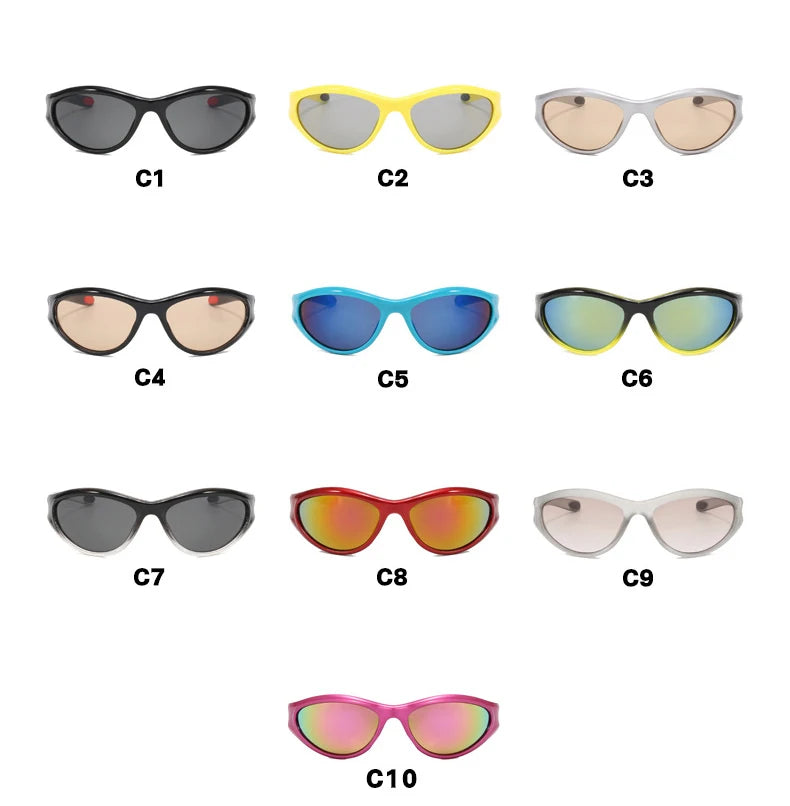 Gafas Sol Y2K Ovaladas Pequeñas Futuristas | Sentido Tecnología Gradiente UV400