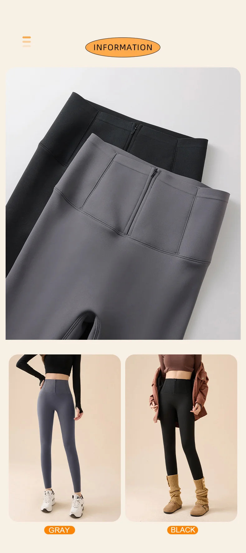 Leggings Piel Tiburón Polar Grueso | Moldeador Cremallera Cálida | Cintura Shaping OI | Ticotrendy