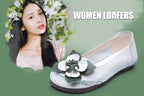 Mocasines Étnicos De Flores | Cuero Genuino Estilo Retro Lujoso Casual