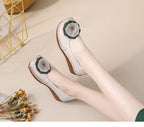 Mocasines Étnicos De Flores | Cuero Genuino Estilo Retro Lujoso Casual