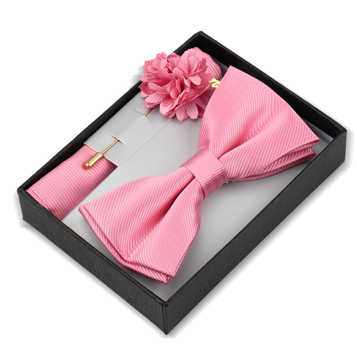 Set De Pajarita Broche Flor Pañuelo Accesorio De Traje Boda