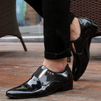 Mocasines Clásicos Hombre Charol | Punta Estrecha Sin Cordones Formales Negocios Boda