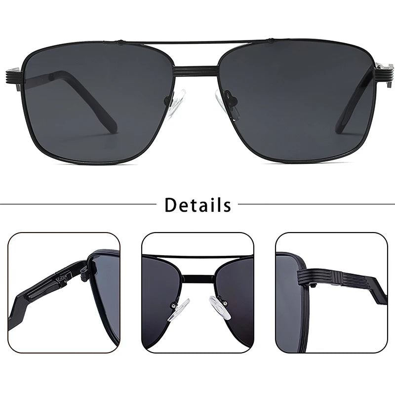 Gafas de Sol CATERSIDE Polarizadas | Lentes Planas y Doble Puente | Montura Metal | UV400